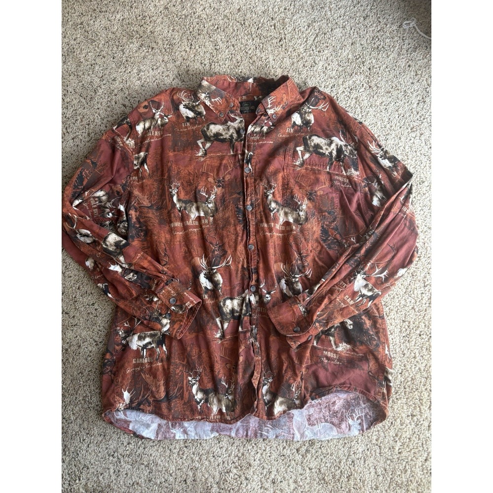 Red Head Hunting Shirt Mens XL‎ Brown Deer Button Up Long Sleeve